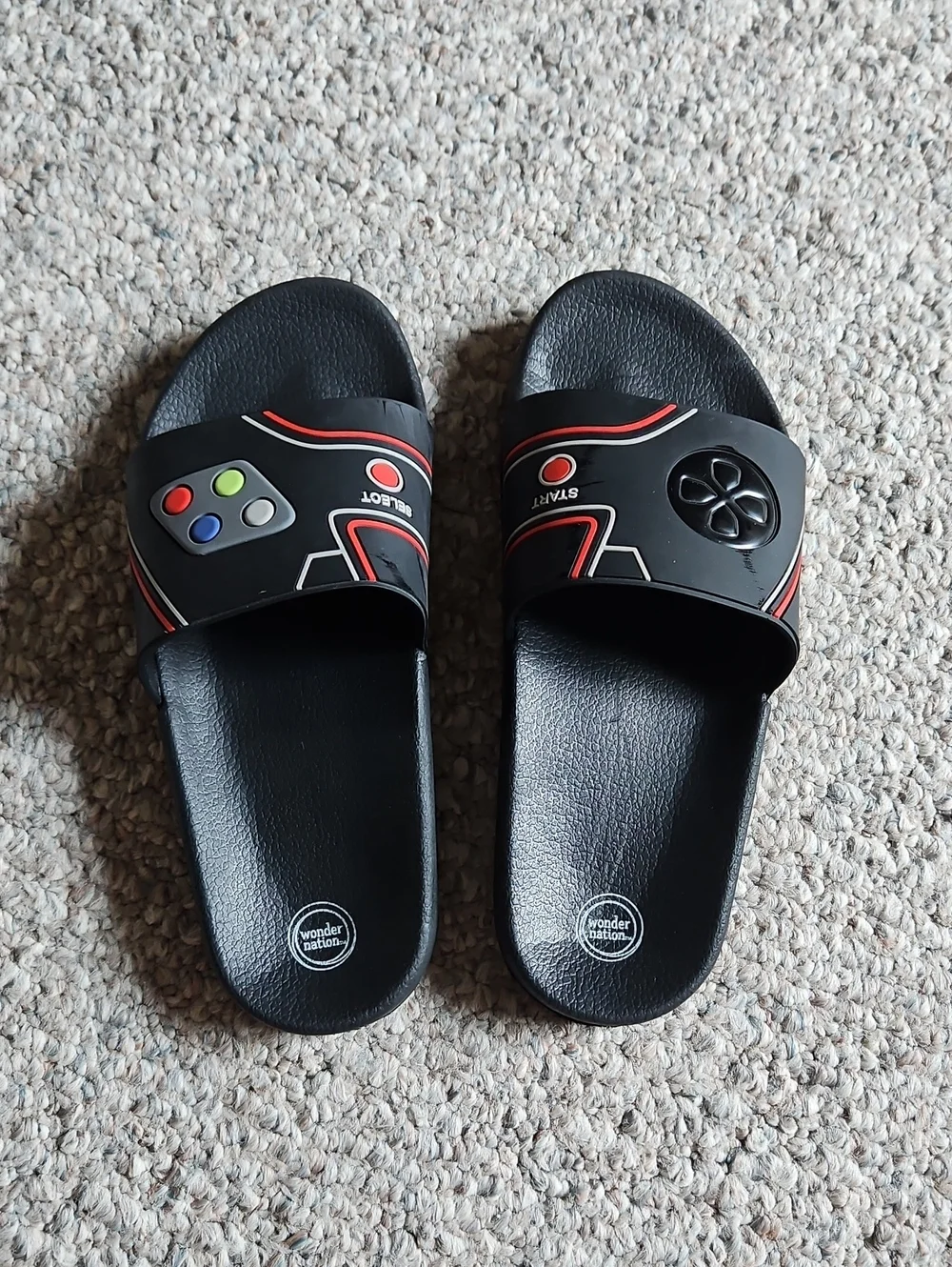 wonder nation Black Logo Slide Sandal.